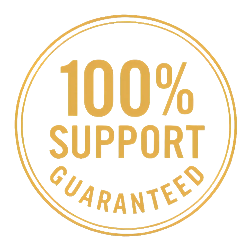 100% support guaranteed stamp