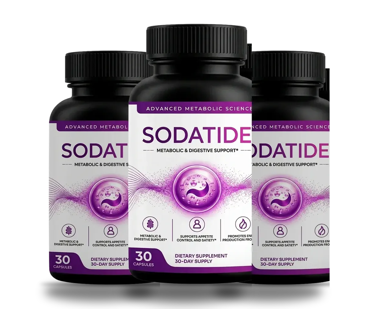Three Sodatide bottles, 90-day supply